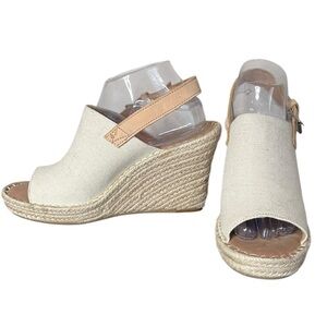TOMS Monica Natural Espadrille Wedge Sandal Buckle‎ Closure Women's Size 10